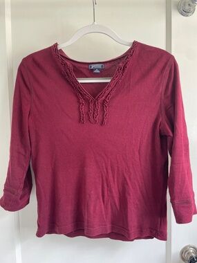 American Living Women's Burgundy V-Neck Knit Tunic